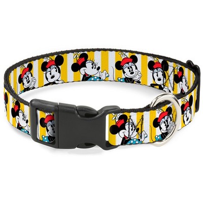 Plastic Clip Collar Minnie Mouse w/Hat Poses Stripe Yellow/White WID (US IMPORT)