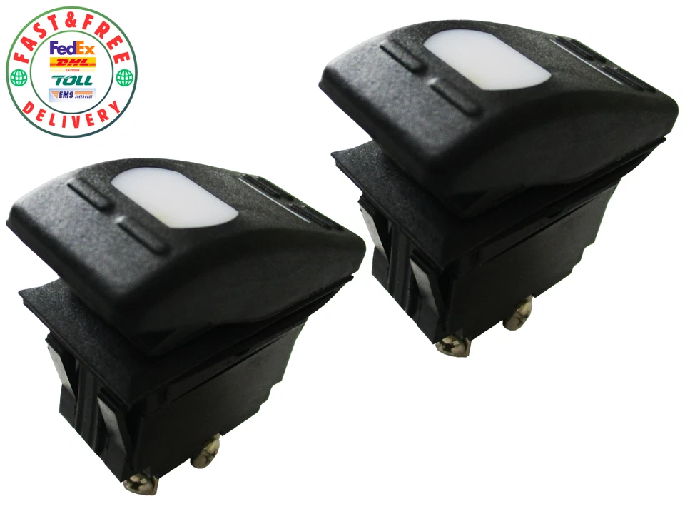 For Boat Hardware 356-01118-54 Illuminated Rocker Switch ON-OFF 3-position x2PCS - Image 2 of 4