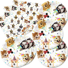 40Pcs Pet Dog Birthday Party Supplies,Include 20 Dessert Plate, 20 Napkin,Used f