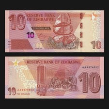 Zimbabwe 10 Dollars 2020 Banknote Revise Hybrid Buffalos UNC New P-103a