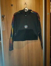 Adidas Unisex Cropped Rain Mack with Pockets and Multi Colour Stripes Size 6