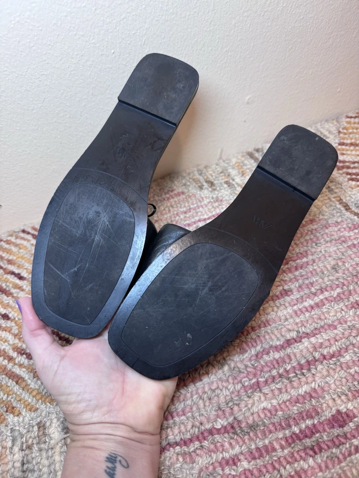 Slides pretos elegantes Zara 9,5 - Imagem 3 de 4