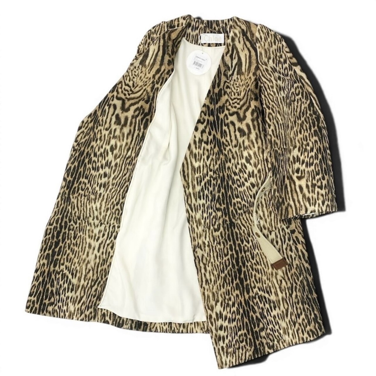 Chloe Leopard Jacquard Belted Coat Size 34 Multicolor Women's View 4