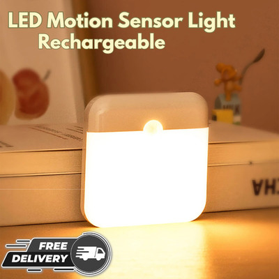 Motion Sensor LED Night Light USB Rechargeable Square Lamp for Home ...