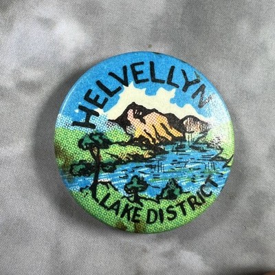 Helvellyn Lake District 70's Vintage Button Safety Pin Back 1'' Round
