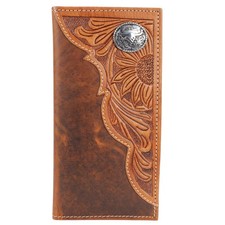 Tooled Side Rodeo Wallet with Conchos   Oil Pull Up   Durable, Stylish  RFID...