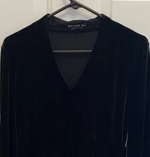 Harper 241 Black Velvet Tiered Long Sleeve Dress Size M Holiday Party NEW