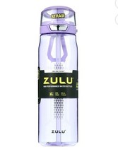 ZULU High Performance Tritan Water Bottle 24 Oz w/ Straw, Purple, BPA Free, New