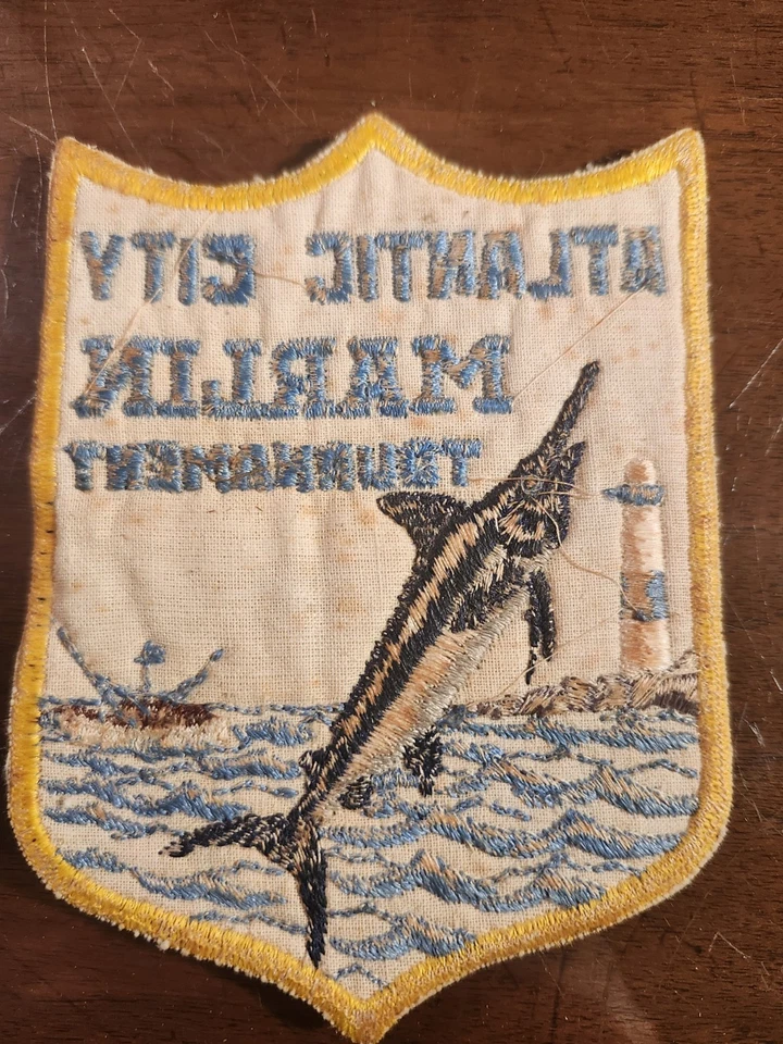 大西洋城钓鱼旅游补丁马林鱼和金枪鱼一对复古 — 第 3/4 张图片