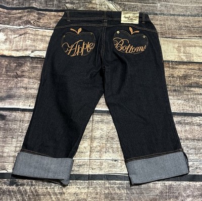 Y2K Apple Bottom Jeans Womens 7/8 28x18 Capri Cuffed Stretch 