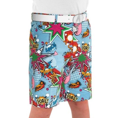 Royal & Awesome Kids Golf Shorts Boys Blue Partoon Comic Book Loud Shorts Large