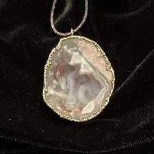 Vintage Pendant Cut Geode With Gold Coating A...
