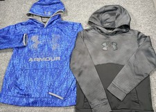 Under Armour Boys Hoodie Bundle Youth LG Gray  Blue ColdGear Pullover