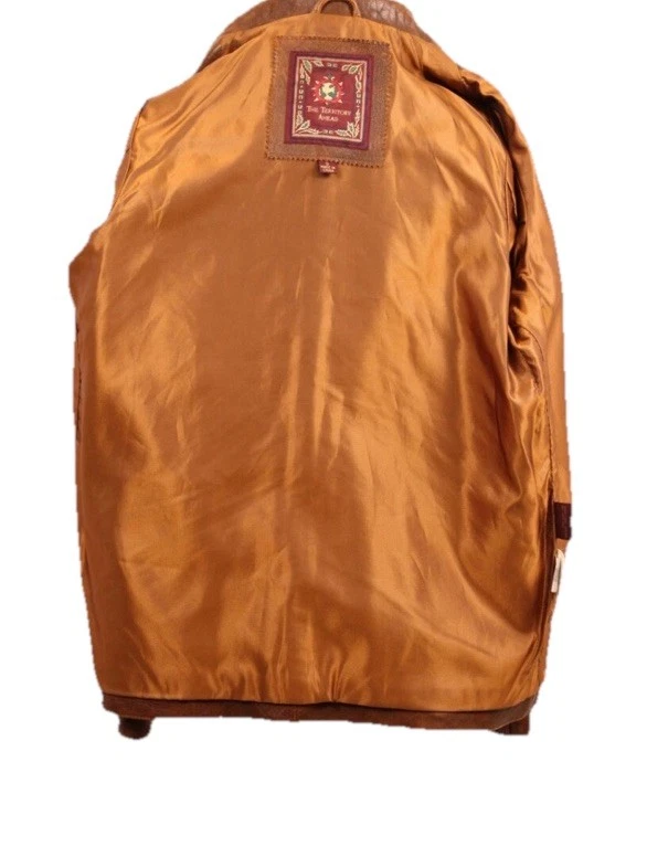 Chaqueta De Colección The Territory Ahead Cremallera Completa Marrón Coñac Cuero Para Mujer Talla Pequeña Foto 4 de 4