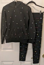 CHAMPION Girls 2Piece Outfit Size Youth M 8-10 Black w/ Multi Color Accents EUC