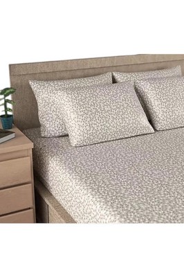 Home Reflections 1200TC Cotton Blend Sateen Sheet Set Taupe Petals