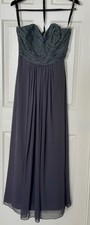 Bill Levkoff Strapless Lace Bodice Chiffon Gown Size 10 Pewter NWT Maxi