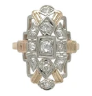 Vintage Art Deco Style Lab Created Diamond Engagement Wedding 14K Gold FN Ring