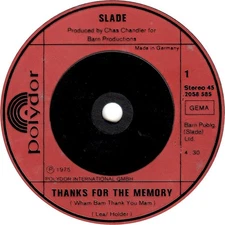 Slade - Thanks For The Memory (Wham Bam Thank You Mam), 7", (Vinyl)