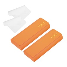 2 Pcs Hard Shell Eyeglasses Case with Eyeglass Cloth, Print Design Orange