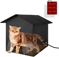Heated Cat House for Outdoor Cats in Winter, Weatherproof Heated Feral Cat Shelt