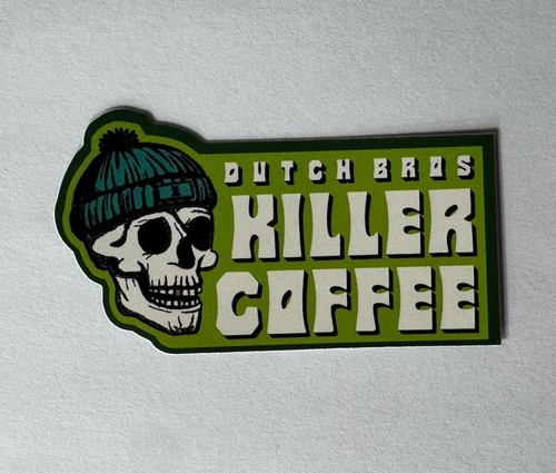 Dutch Bros "Killer Coffee" Green Skull  Sticker