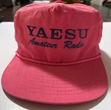 Vintage Yaesu Ham Radio Trucker Hat Pink 90's Japanese Strapback CB 