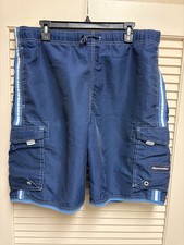 Abercrombie  Fitch Swim Trunks Mens L Navy Cargo Board Shorts Y2K 2000s Vintage