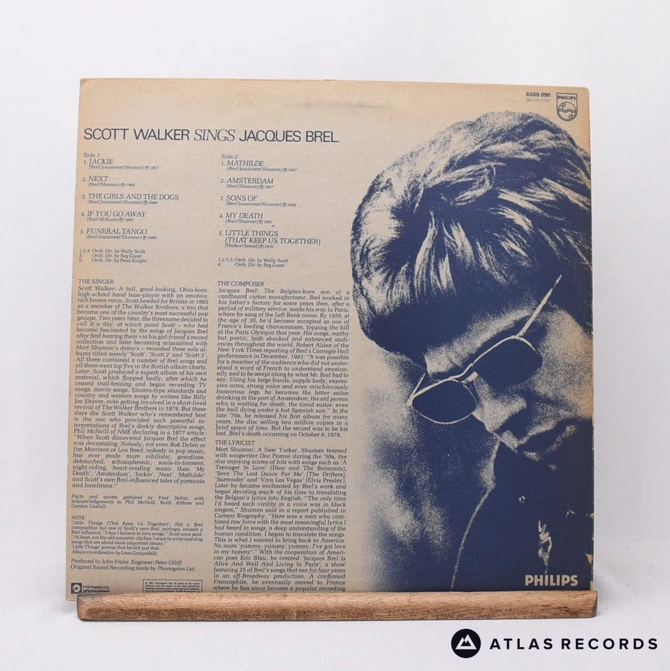 Scott Walker Scott Walker Sings Jacques Brel 1Y 2Y LP Vinyl Record - VG+/EX Foto 3 de 4