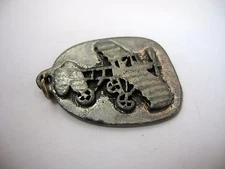 Vintage Keychain Charm: Airplane Biplane Pewter by Metzke
