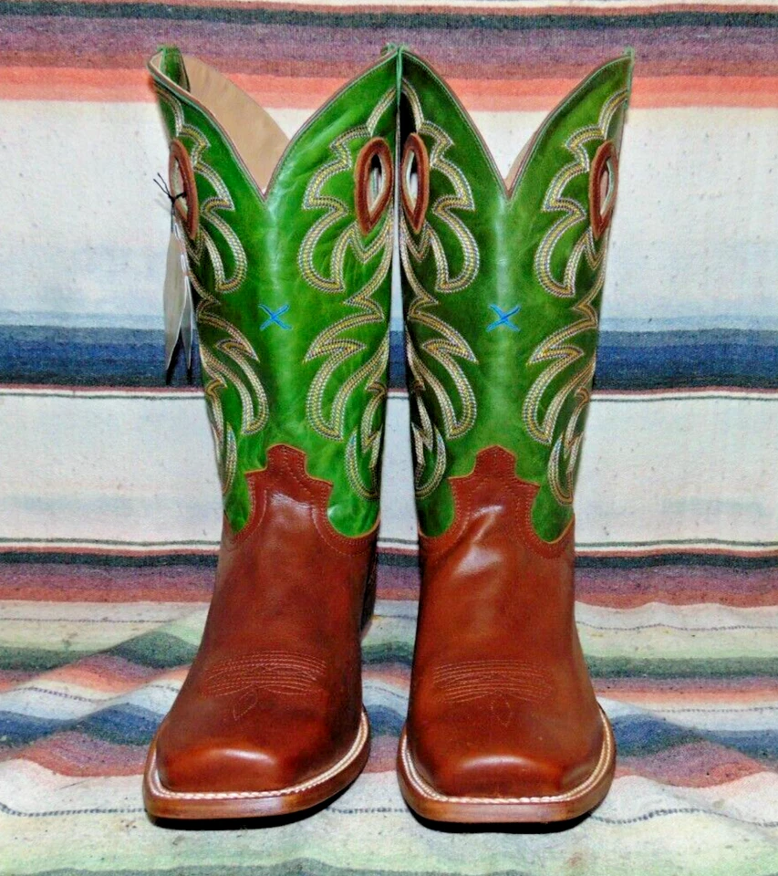 Botas de Vaquero Para Hombres Twisted X MRSL033 Cuero Marrón/Verde 14 D Nuevas en Caja Foto 2 de 4