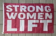 Strong Women Lift Flag FREE SHIP Pink Garage Gym Motivation Lifting USA 3x5  