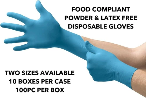 Ansell Blue Nitrile Gloves 4 Mil Powder & Latex Free Food Compliant