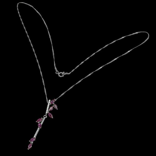 Silver Pendant Pink Ruby Genuine Natural Gems With Chain Solid Sterling - Picture 2 of 24