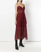 ZIMMERMANN JAYA WAVE BODICE MIDI DRESS MERLOT Sz  2 AU 10-12 US 6-8 Burgundy