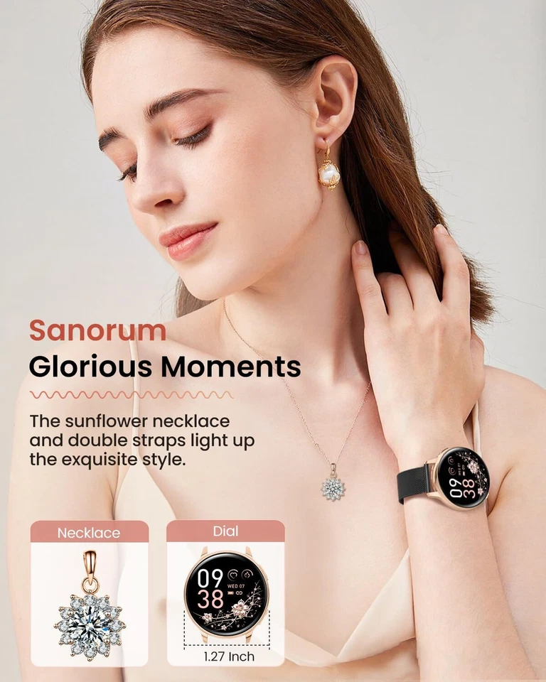 Smartwatch Damen 1.27" HD Screen Armbanduhr mit Telefonfunktion 120+ Sport Me... - Bild 2 von 4