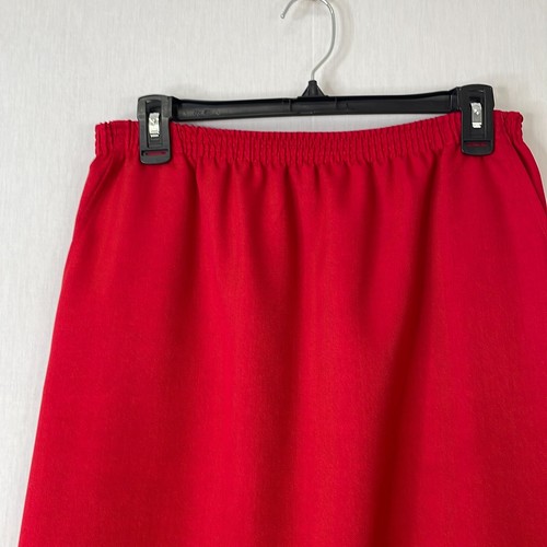 Nikki Womens Red Dark Wash Elastic Waist Knee Length Pull On A-Line Skirt Sz 10 - Picture 3 of 9