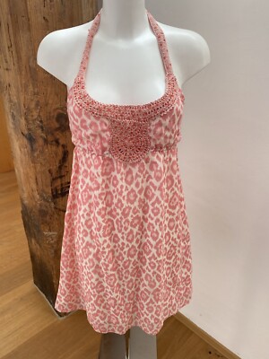 Hallhuber Leo Häkel Kleid Seide Baumwolle Gr. 36 Rosa Hippie