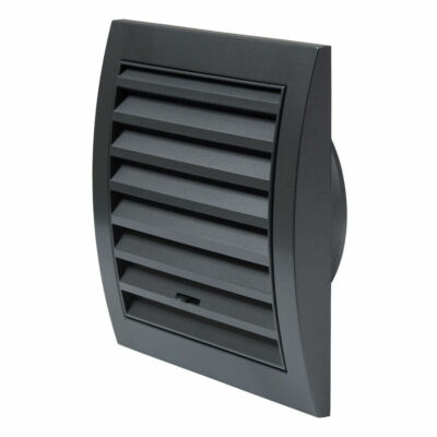 Lüftungsgitter Anthrazit 150 mm x 150 mm mit 100 mm Kanalflansch und Rolladen