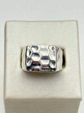 STERLING SILVER 925 THAILAND 6.9mm HAMMERED BAND SIZE 9 RING 11.7g