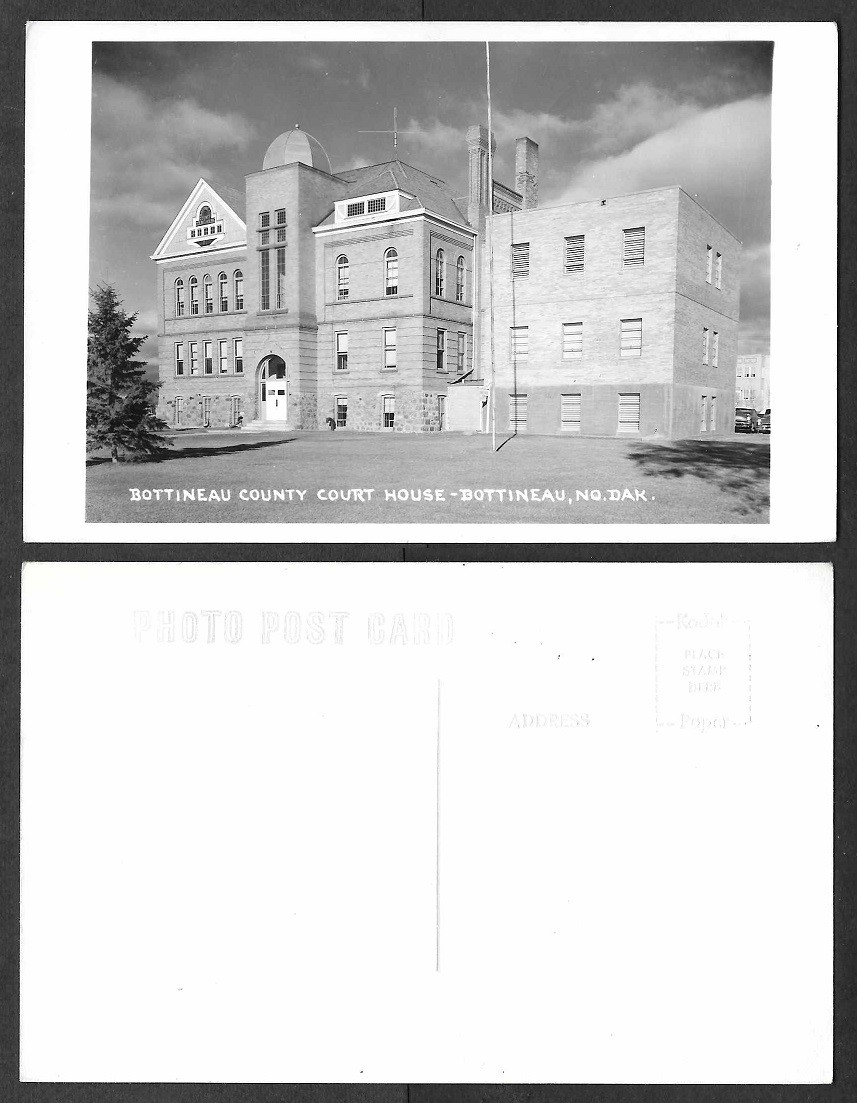 Old North Dakota Real Photo Postcard Bottineau County Court House