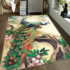 3D Peacock Animal 03 Non Slip Rug Mat Room Mat Quality Elegant Carpet US Cobb