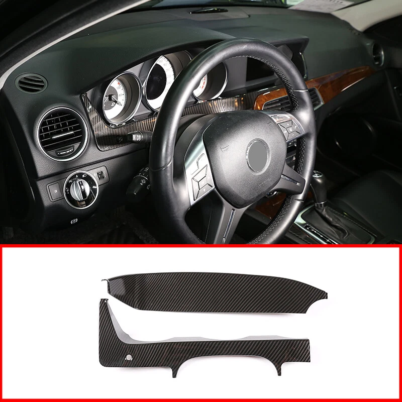 For 11-13 Mercedes Benz C Class W204 Carbon Fiber Style Dashboard Display Cover Foto 3 de 4