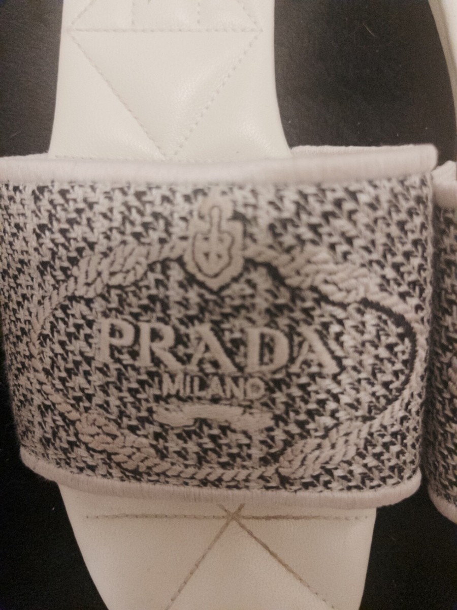Prada slides サンダル 39 PRADA Logo Bicolor Jacquard Slide sandals women 39 | eBay