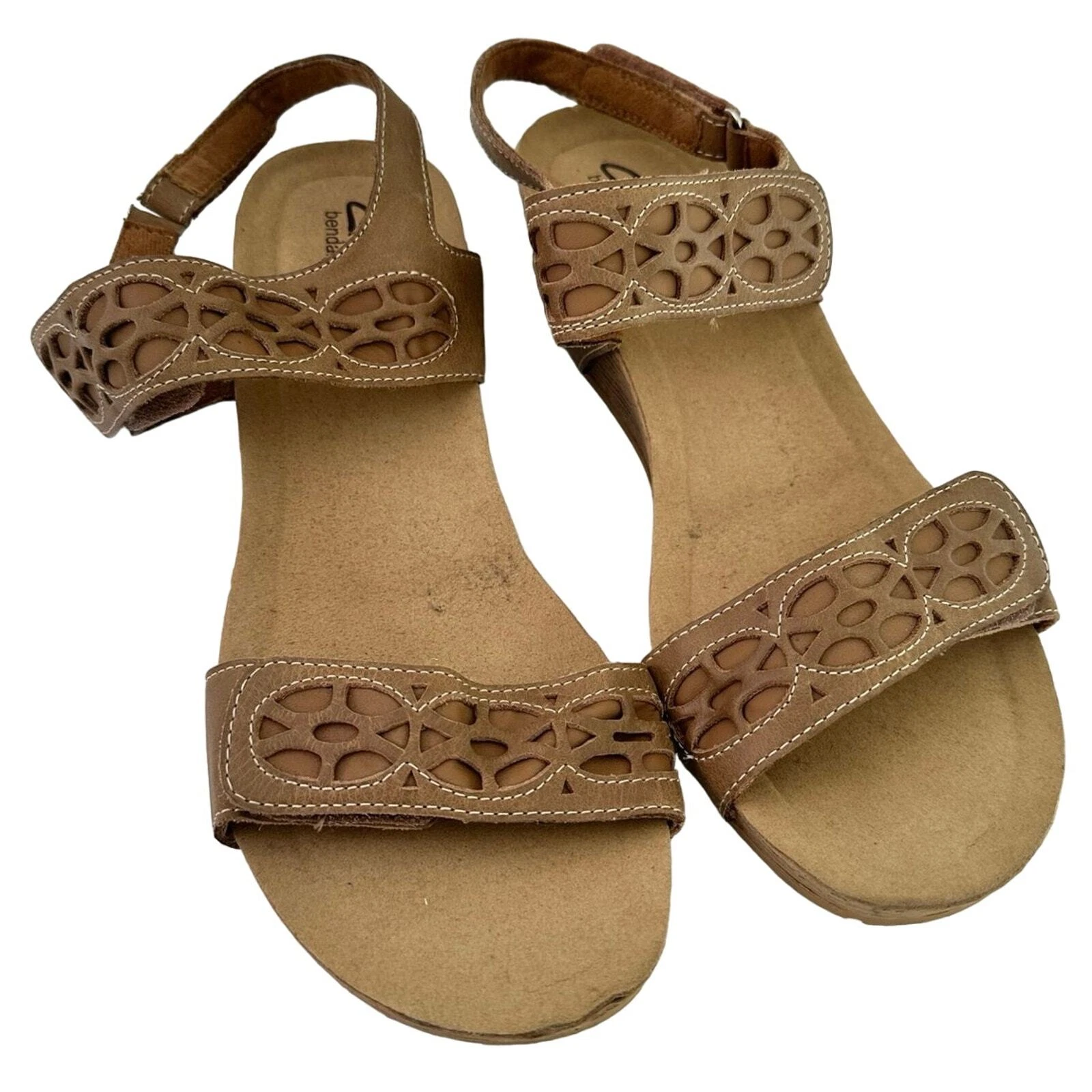 CLARKS Sandali Pieghevoli 10 M Donna Cinturini Regolabili Marrone Marrone Marrone Boho Comfort