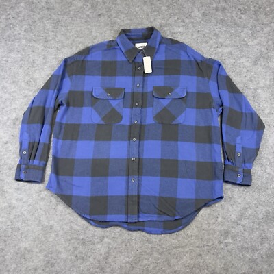 Aerie Shirt Womens XS Blue Plaid Anytime Fave Flannel Button Up Lumberjane NEW