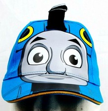 Thomas the Train Face Screen Print Thomas Adj Tack Closure Baseball Cap-New 