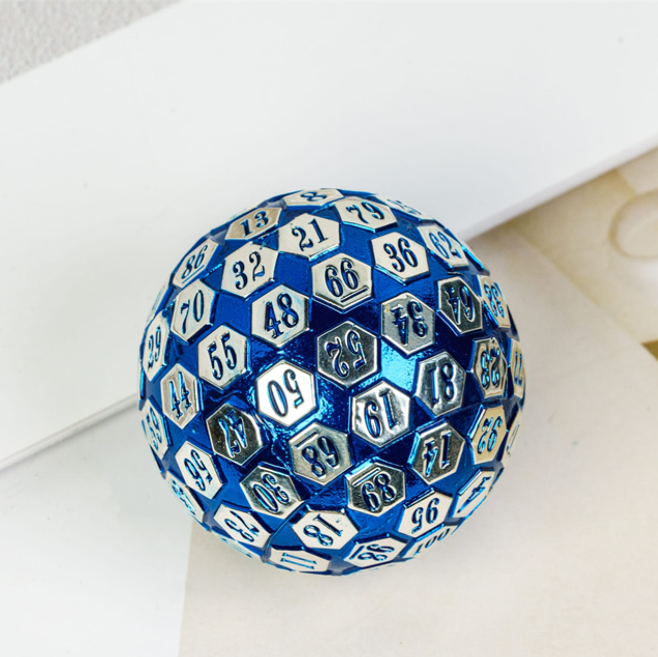 Blue Solid Metal d100 Die Dungeons and Dragons 100 Sided Dice DnD