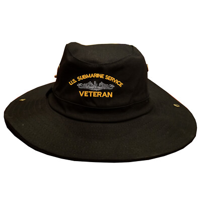 US Submarine service veteran embroidered boonie hat with neck string