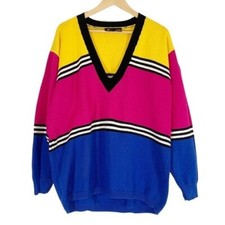 Vintage Liz Sport Sweater Size Medium 90s Y2k Retro Color block Oversized Knit